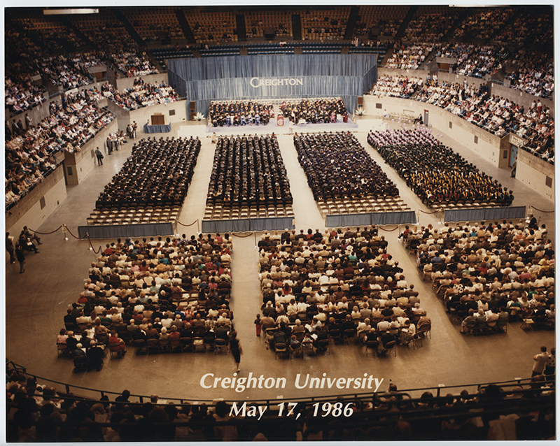 Image of Creighton graduation from the 1980s.