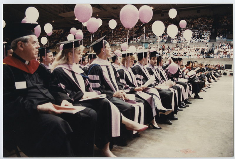 Image of Creighton graduation from the 1980s.