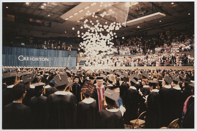 Image of Creighton graduation from the 1980s.