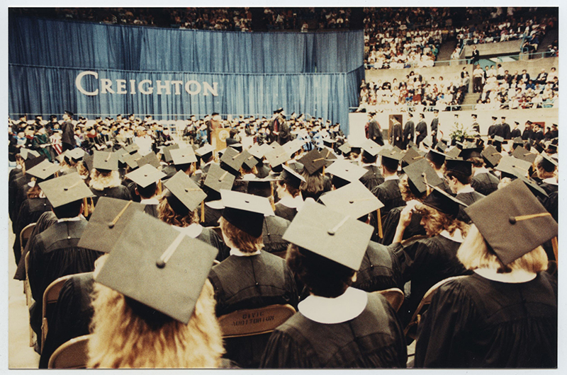 Image of Creighton graduation from the 1980s.