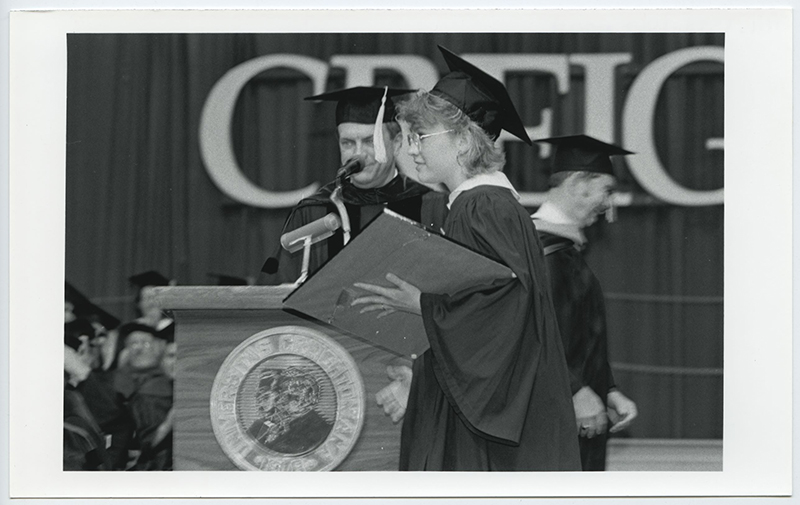 Image of Creighton graduation from the 1990s.