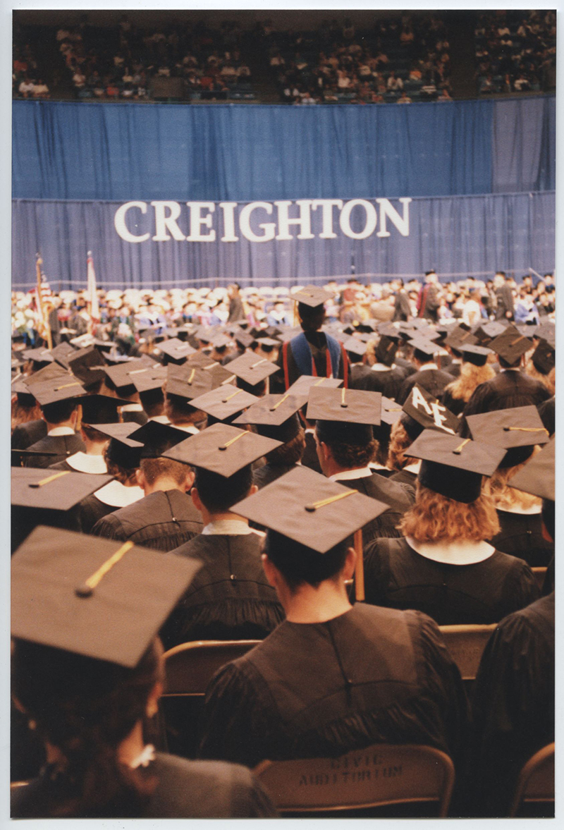 Image of Creighton graduation from the 1990s.