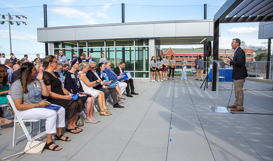 Matt Gerard speaks at the Graves Hall dedication ceremony. 