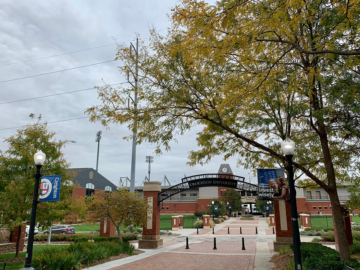 fall foliage by the arch
