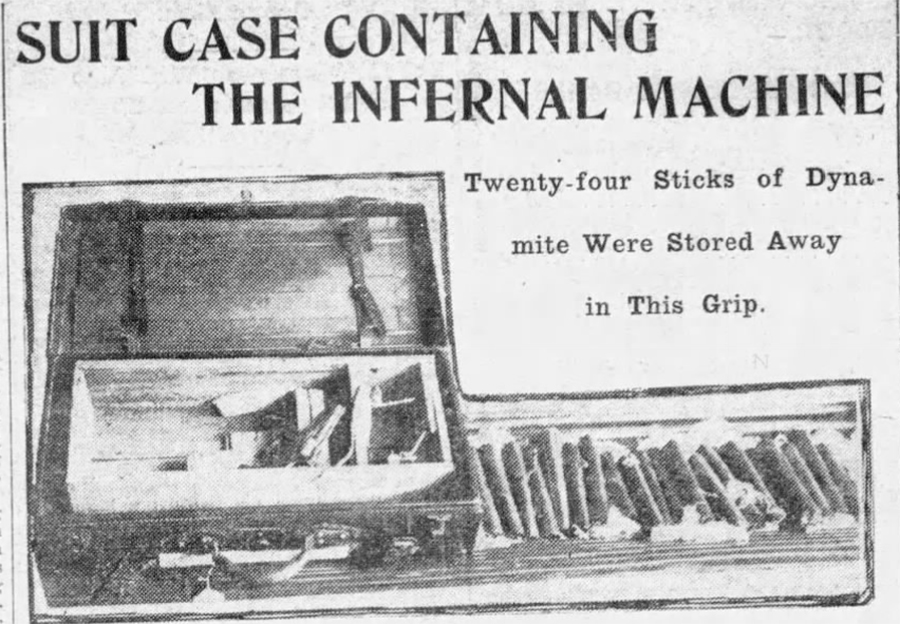 Headline of the infernal machine in 1910