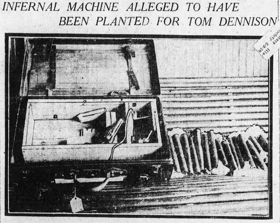 Headline of the infernal machine in 1910
