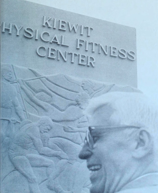 Peter Kiewit at the opening of the Kiewit Physical Fitness Center in 1976. Peter Kiewit at the opening of the Kiewit Physical Fitness Center in 1976.