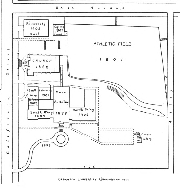 What campus looked like by 1902, long after the removal of the McCreary house.