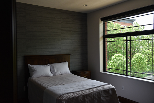 One of the Jesuits' rooms, overlooking the north facade of Creighton Hall.