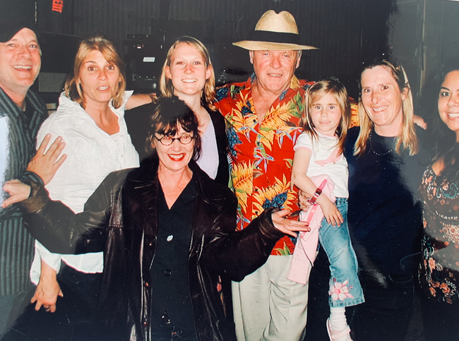 Nye, front, with Anthony Hopkins and fellow crew on the set of Fracture.