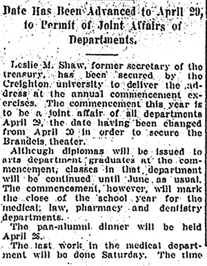 First join commencement announcement in OWH.