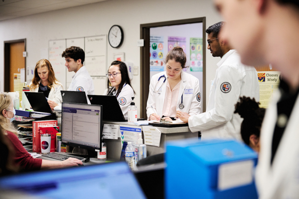Creighton medical students at the clinic.
