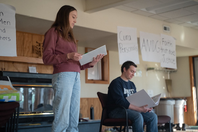 Christina and Pete in 2023, coordinating a retreat in Griswold.