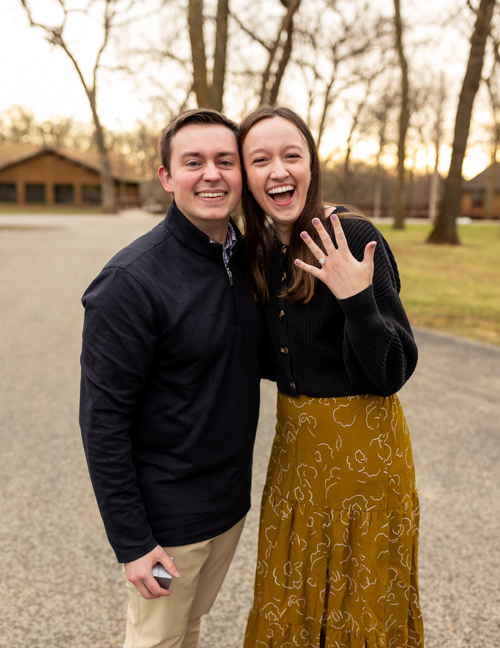 Pete Elbert and Christina Davis at the Retreat Center after getting engaged.