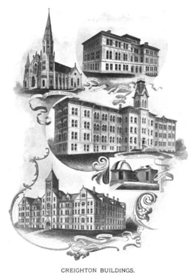 Sketches of Creighton's historical buildings