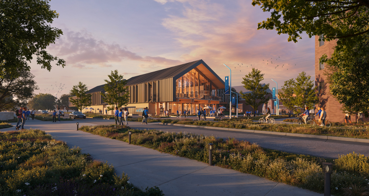 The Sports Performance Center facing northeast. GLGR/Holland Basham Architects