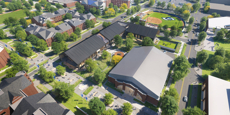 The Sports Performance Center will rise immediately west of The Ruth Scott Training Center. GLGR/Holland Basham Architects