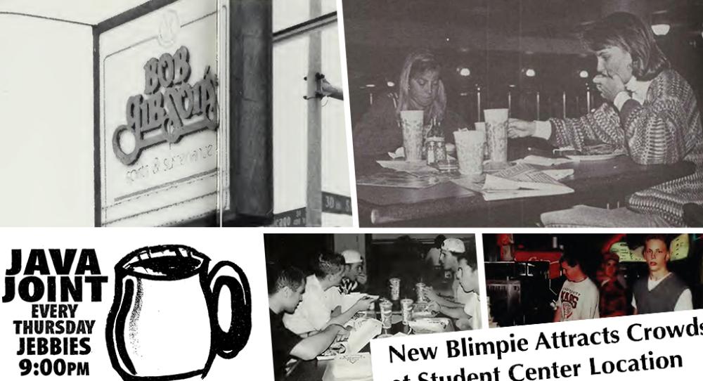 A collage of photos of old restaurants