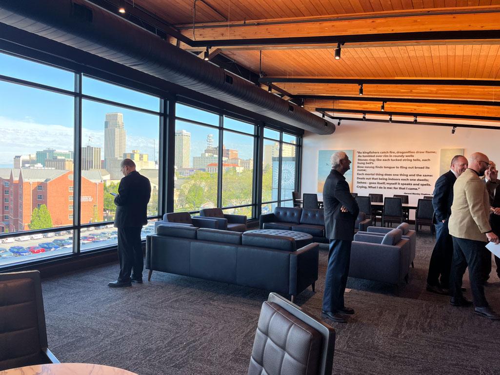 People tour the third floor of the Jesuit Residence