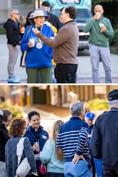 Two photos from an alumni event