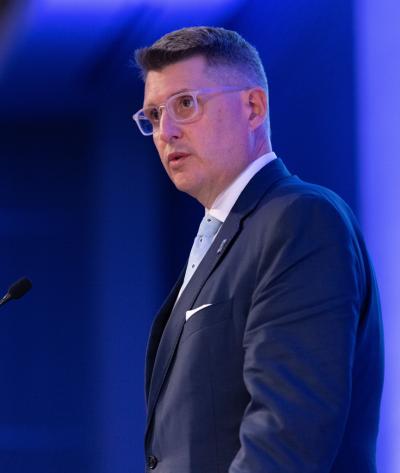 School of Law Dean Joshua P. Fersh&eacute;e speaks at an event