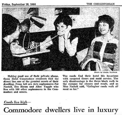 A newspaper clip from a 1964 Creightonian
