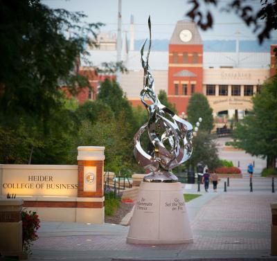 A photo of a flame sculpture