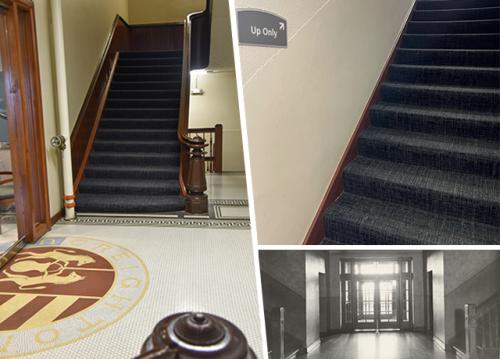 A collage of stairs photos
