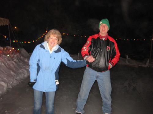 A couple ice skating together