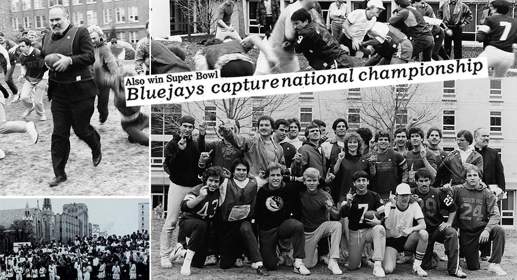 Images of the 1983 football game on campus.