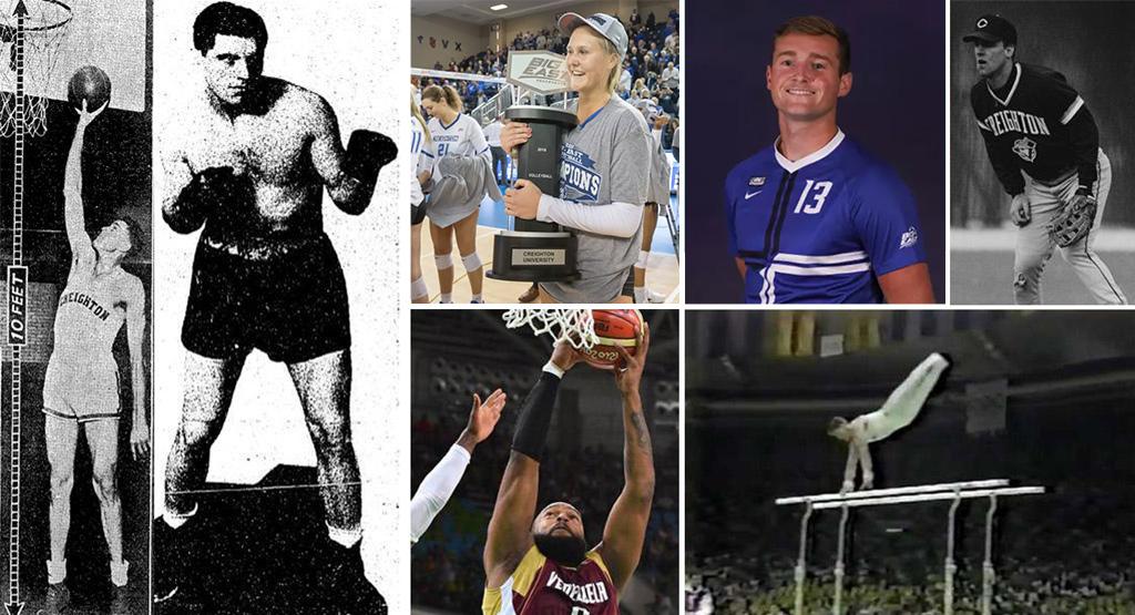 A collage of photos of eight Creighton Olympic athletics
