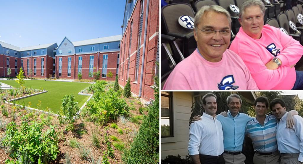 Images of Graves Hall, Lee Graves, Jim Simpson, Fr. Schlegel and friends.