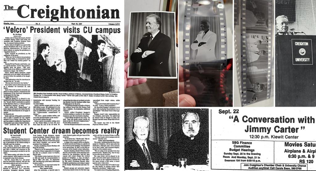 Images of Jimmy Carter at Creighton events in 1987.