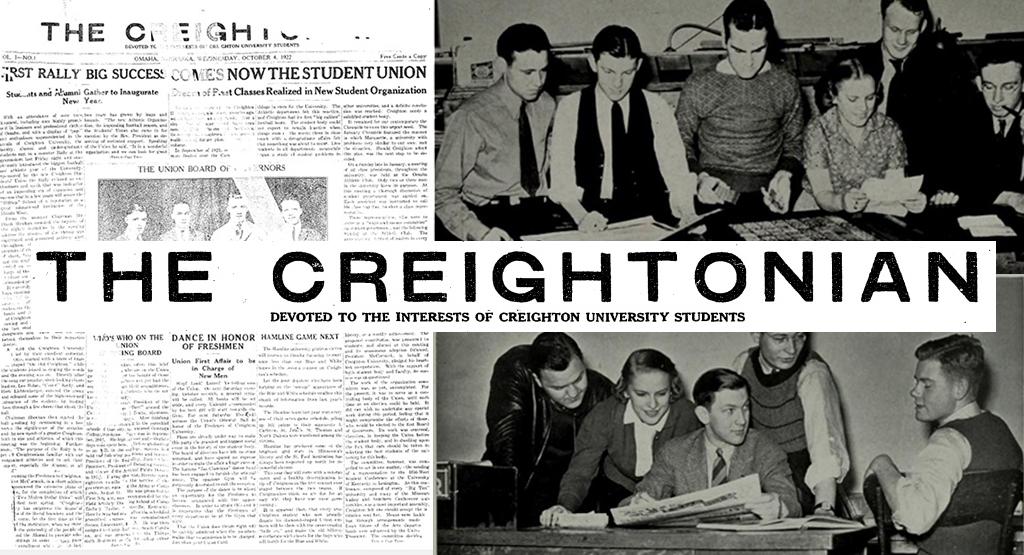 Images of Creightonian cover and early staff production