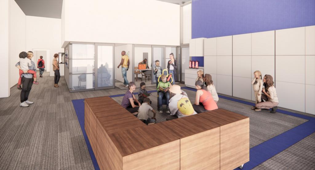 A rendering of the renovated Creighton space at the Highlander Accelerator.