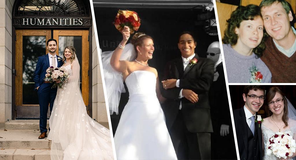 A photo collage of married couples