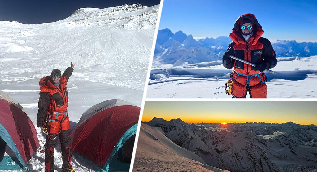 Ostertag climbing Cho Oyu in the Himalayas