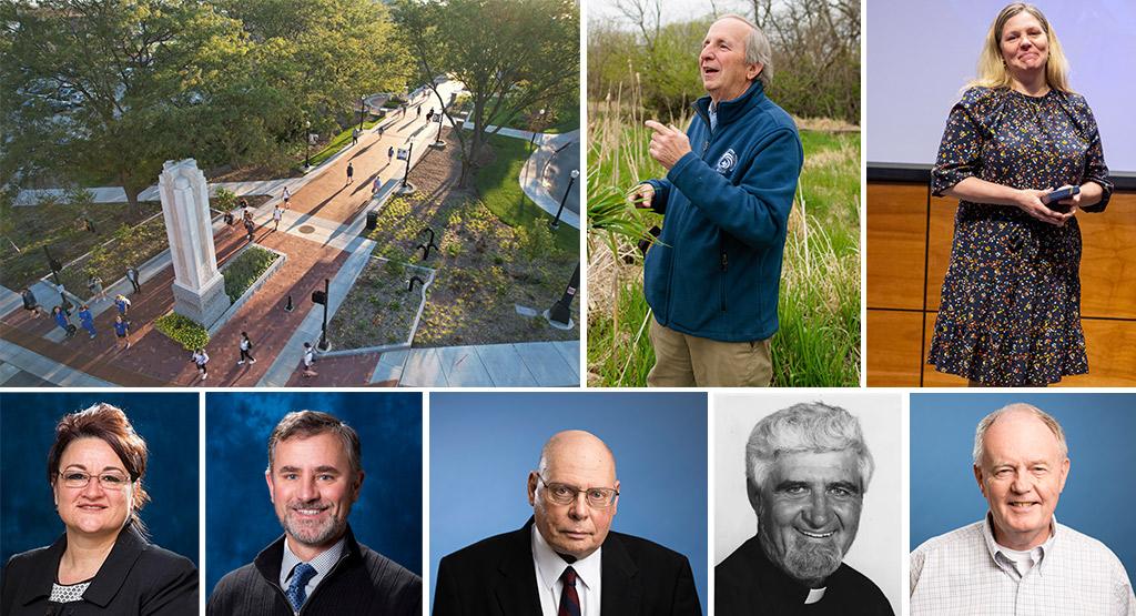 A collage of photos of Creighton professors