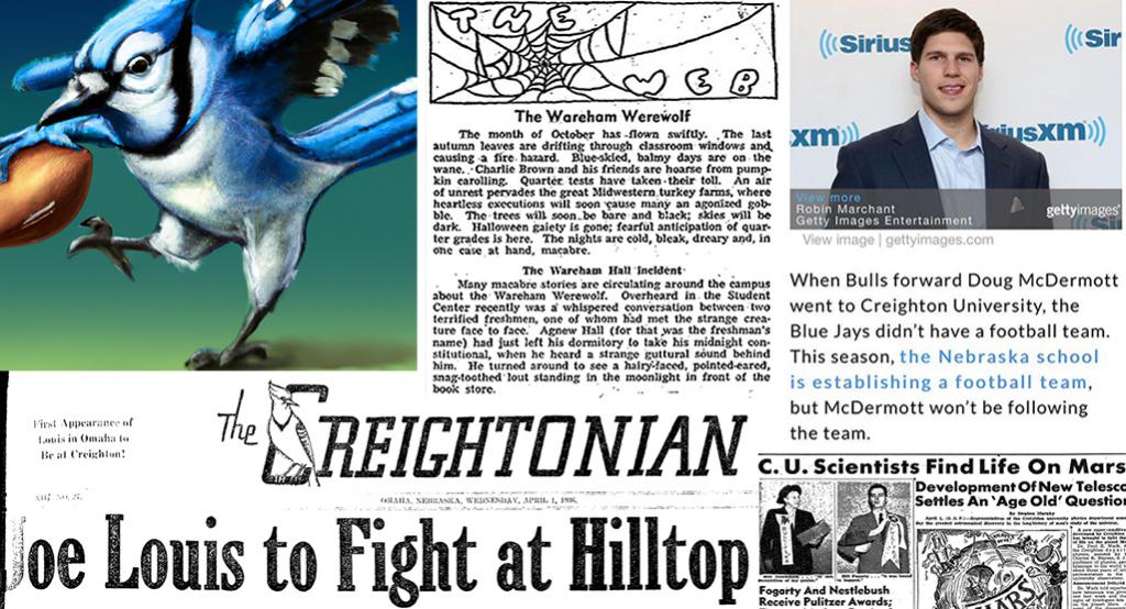 Images of headline of Creightonian paraodies