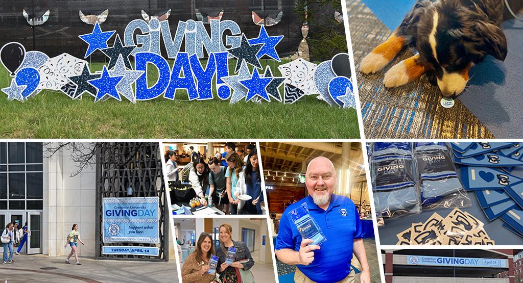 A collage of photos on Giving Day