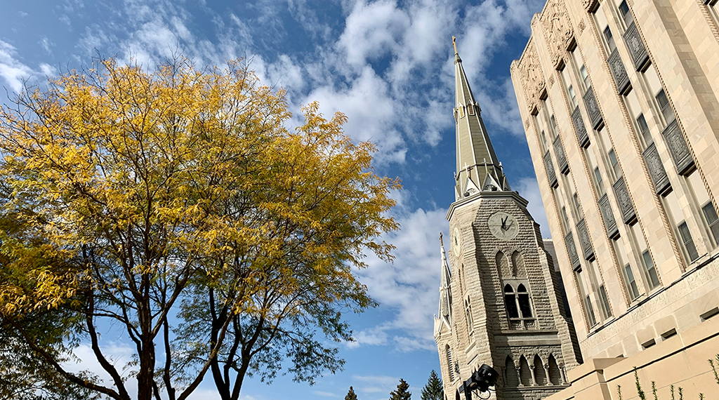 Fall foliage near St. John's Church and Creighton Hall