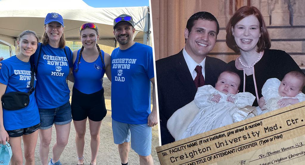 Old and new photos of a family