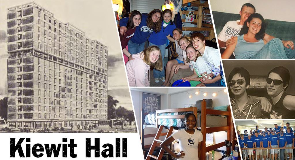 A collage of images of Kiewit Hall residents through the years