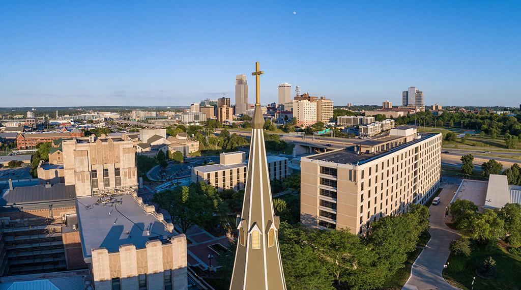 Image of St. John's with Omaha in the background.