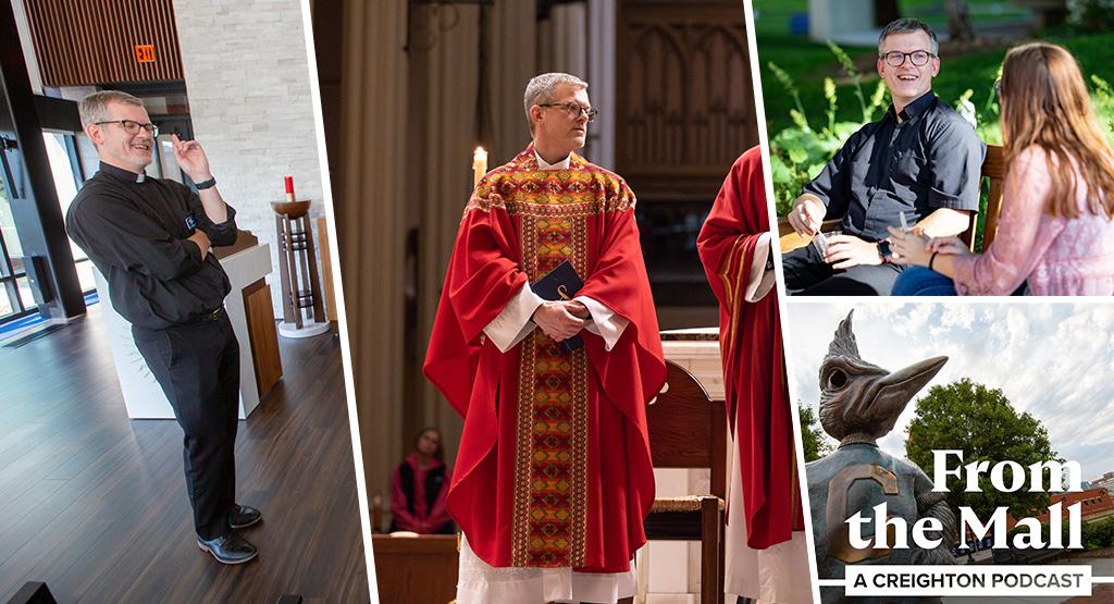 A collage of photos of a Jesuit