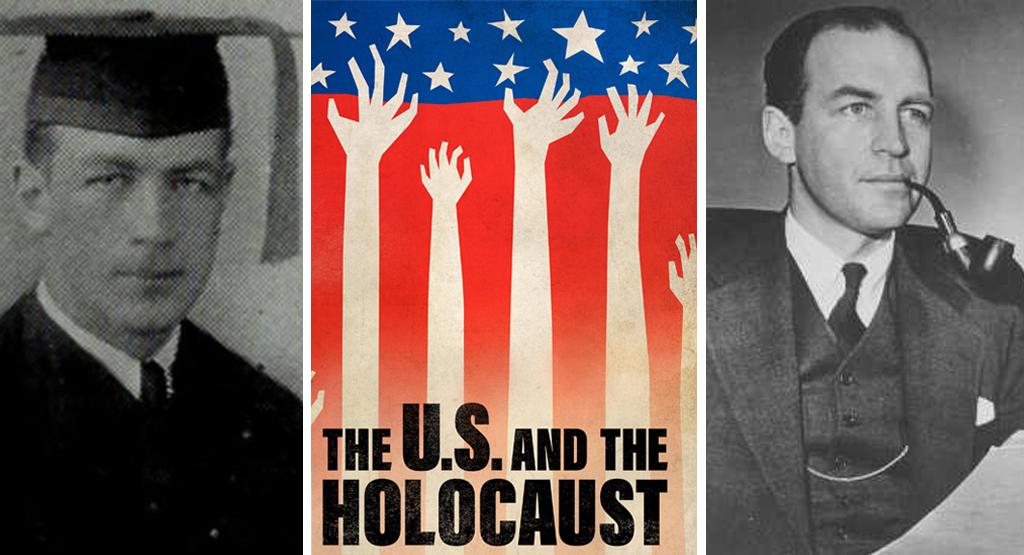 John Pehle photos and the poster of The U.S. and the Holocaust