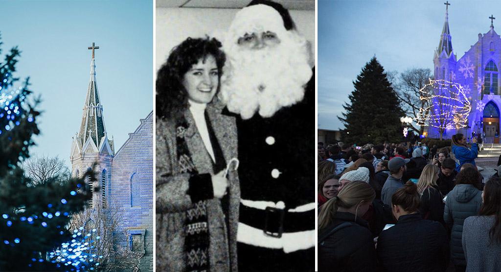 Scenes from Creighton Christmases past.