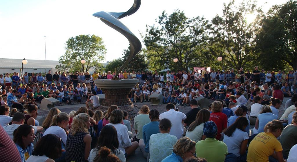 Prayer service in front of St. John's on 9/11.