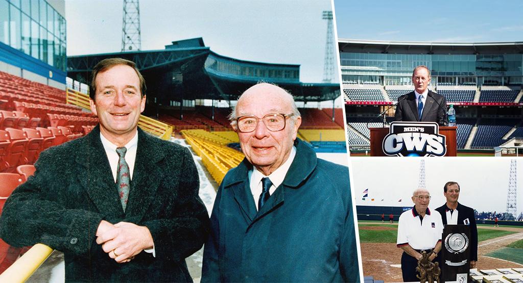 A collage of photos of a father and son