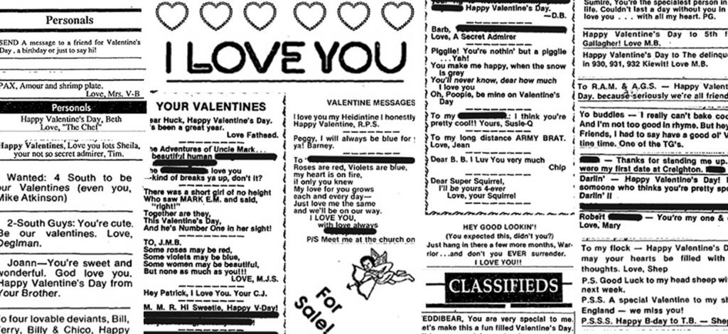 Creightonian classifieds for Valentine's Day